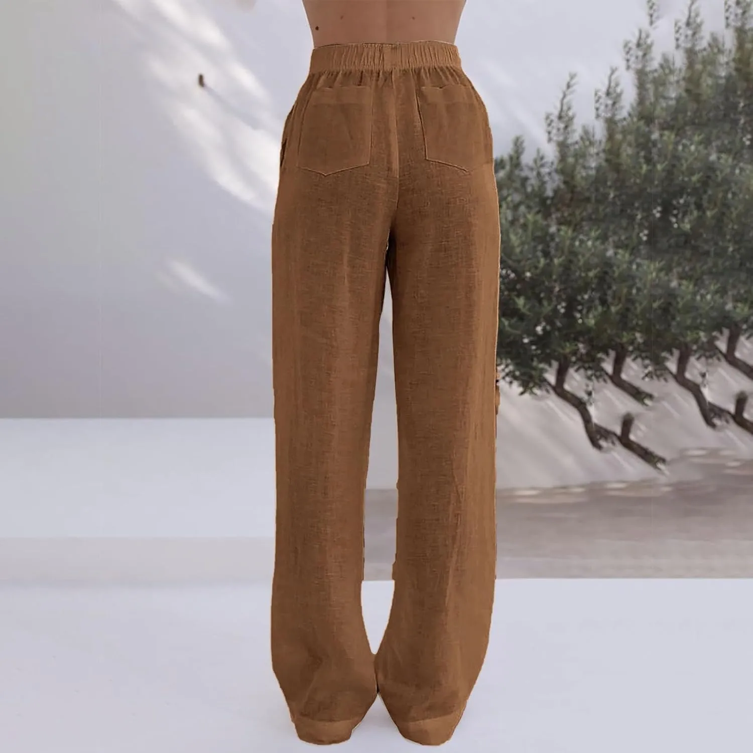 Linen Pants Tall Linen Pants for Tall Women Waisted Wide Leg Loose Comfy Trousers with Pockets Linen Outfit