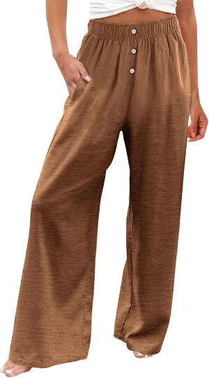Linen Pants Tall Linen Pants for Tall Women Waisted Wide Leg Loose Comfy Trousers with Pockets Linen Outfit