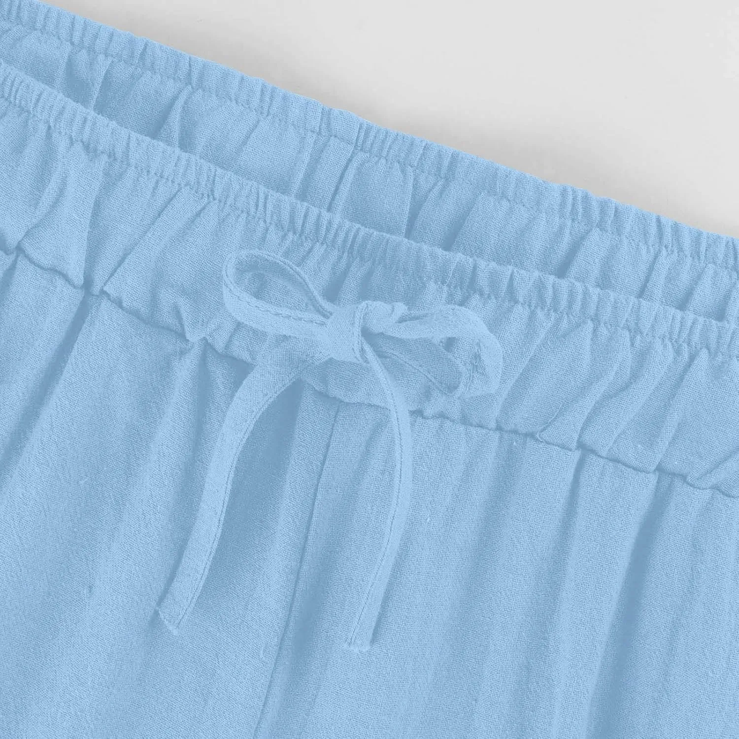 Linen Pants Women Summer Cotton Linen Capris 2025 Wide Leg Boho Pants Drawstring Vacation Beach Cropped Trouser Capris