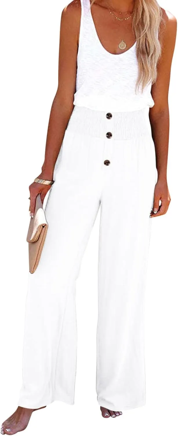 Linen Pants Women Summer Tall Trousers Pocket Casual Plus Size High Waist Pants Linen Cropped Pants