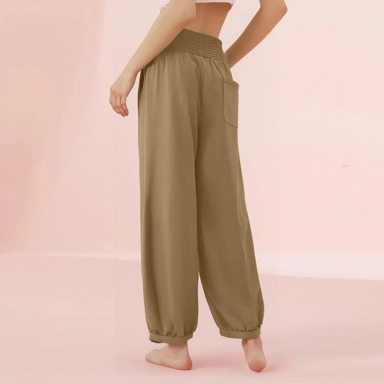 Linen Pants Women Wide Leg High Waisted Summer Pants 2025 Vacation Loose Fit Lightweight Casual Beach Palazzo Trousers