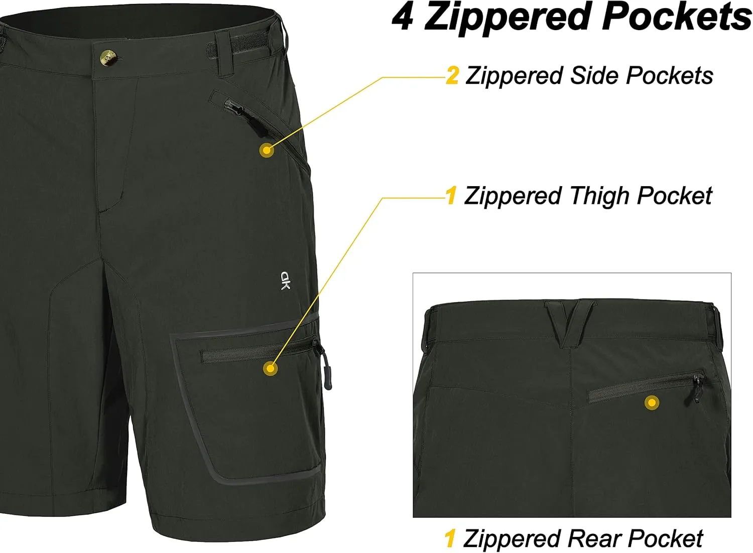 Little Donkey Andy Men's Lightweight Quick Dry Hiking Shorts Breathable Outdoor Cargo Shorts for Fishing Travel Casual