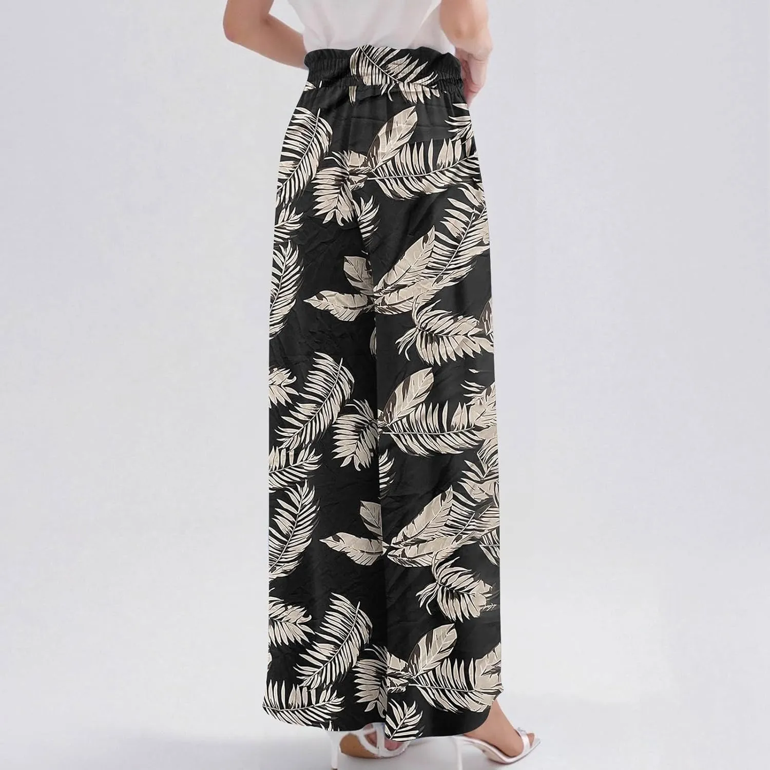 Loose Pants for Women Baggy Boho High Waisted Bohemian Print Flowy Loose Fit Plus Size Wide Leg Trousers