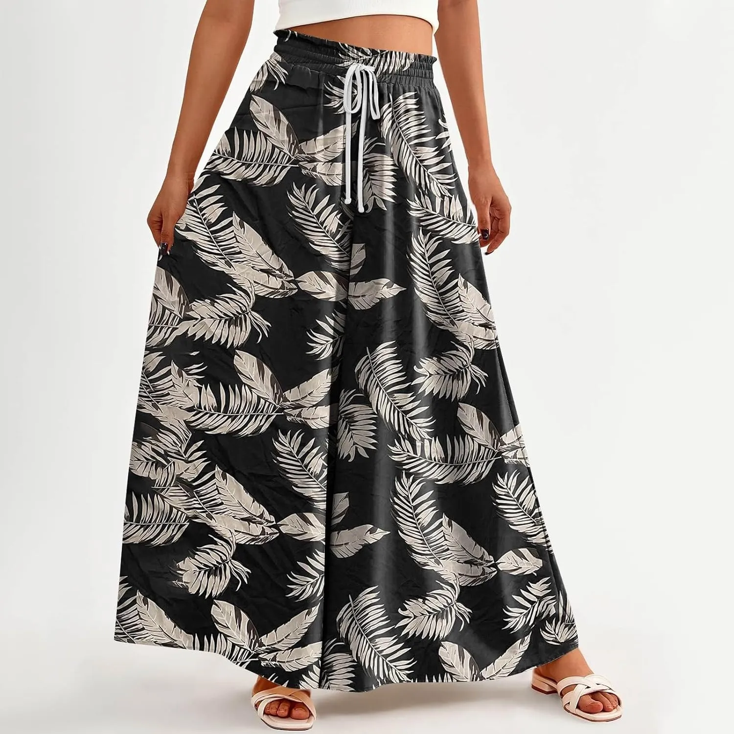 Loose Pants for Women Baggy Boho High Waisted Bohemian Print Flowy Loose Fit Plus Size Wide Leg Trousers