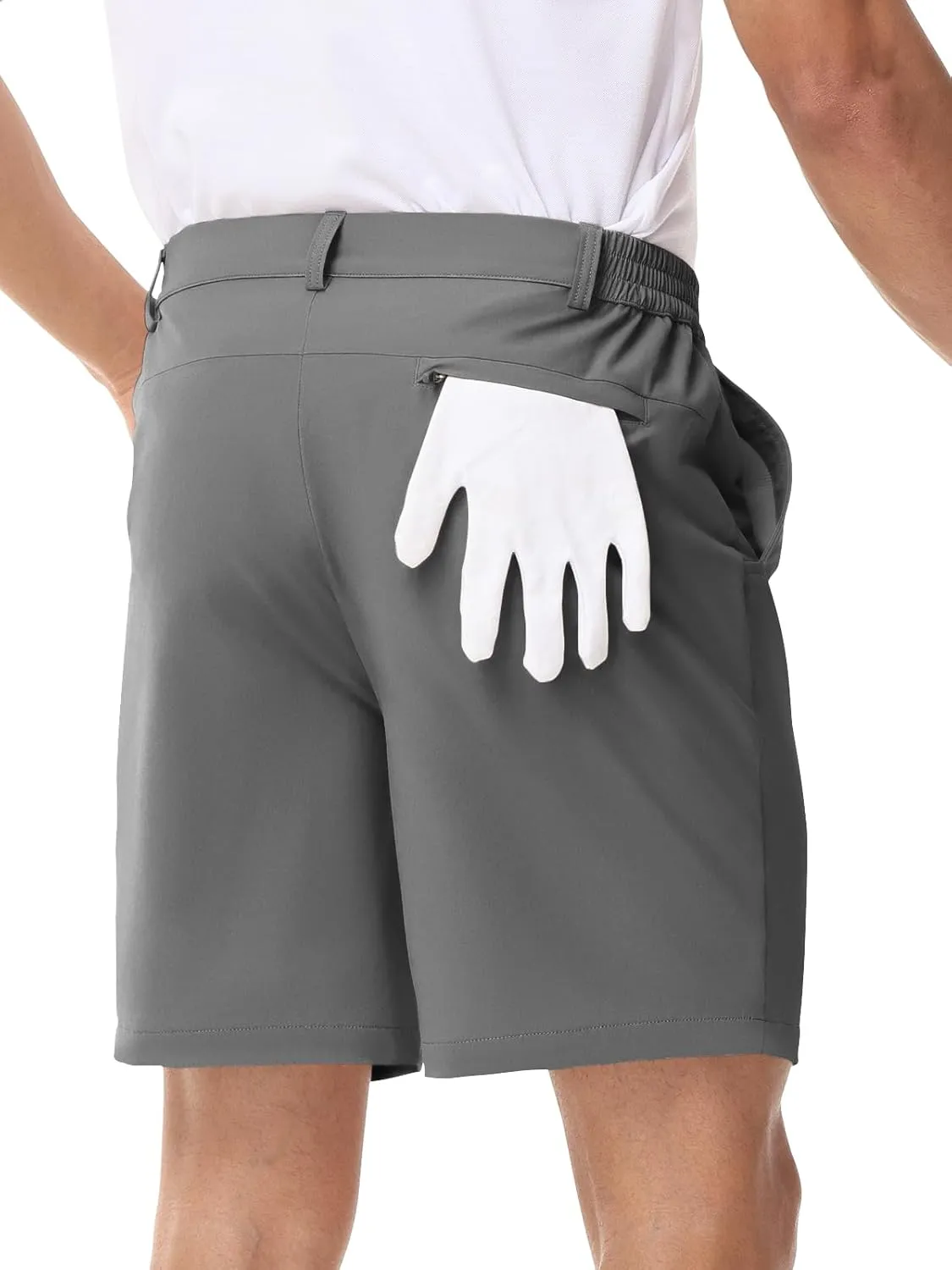LUSHENUNI Mens Golf Shorts Stretch Quick Dry 7 Lightweight Hiking Casual Dress Athletic Shorts with Zipper Pockets