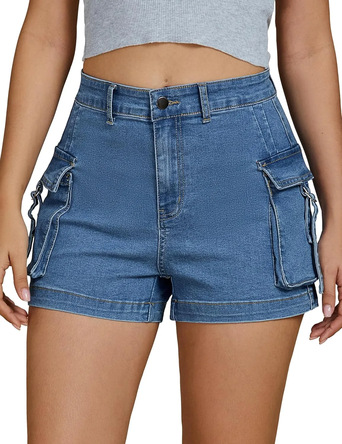 luvamia Cargo Shorts for Women Trendy High Wasited Casual Summer Stretchy Utility Cut Off Shorts with Pockets