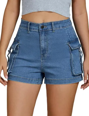 luvamia Cargo Shorts for Women Trendy High Wasited Casual Summer Stretchy Utility Cut Off Shorts with Pockets