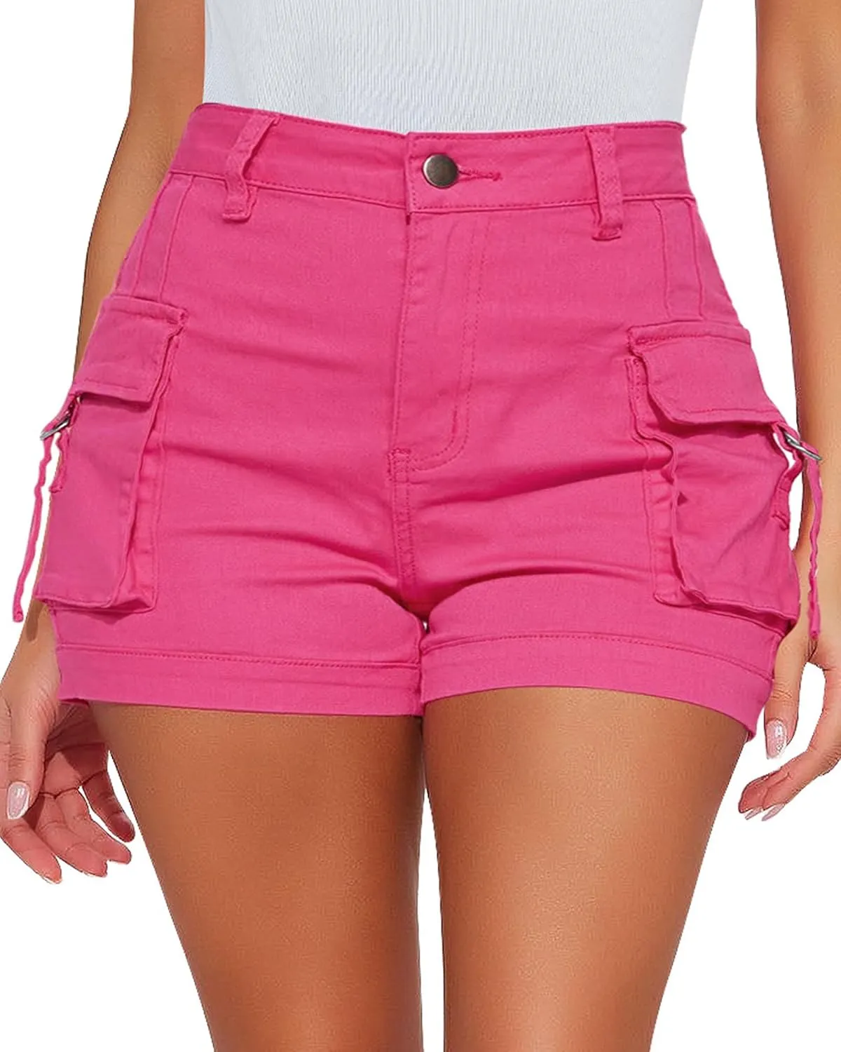 luvamia Cargo Shorts for Women Trendy High Wasited Casual Summer Stretchy Utility Cut Off Shorts with Pockets