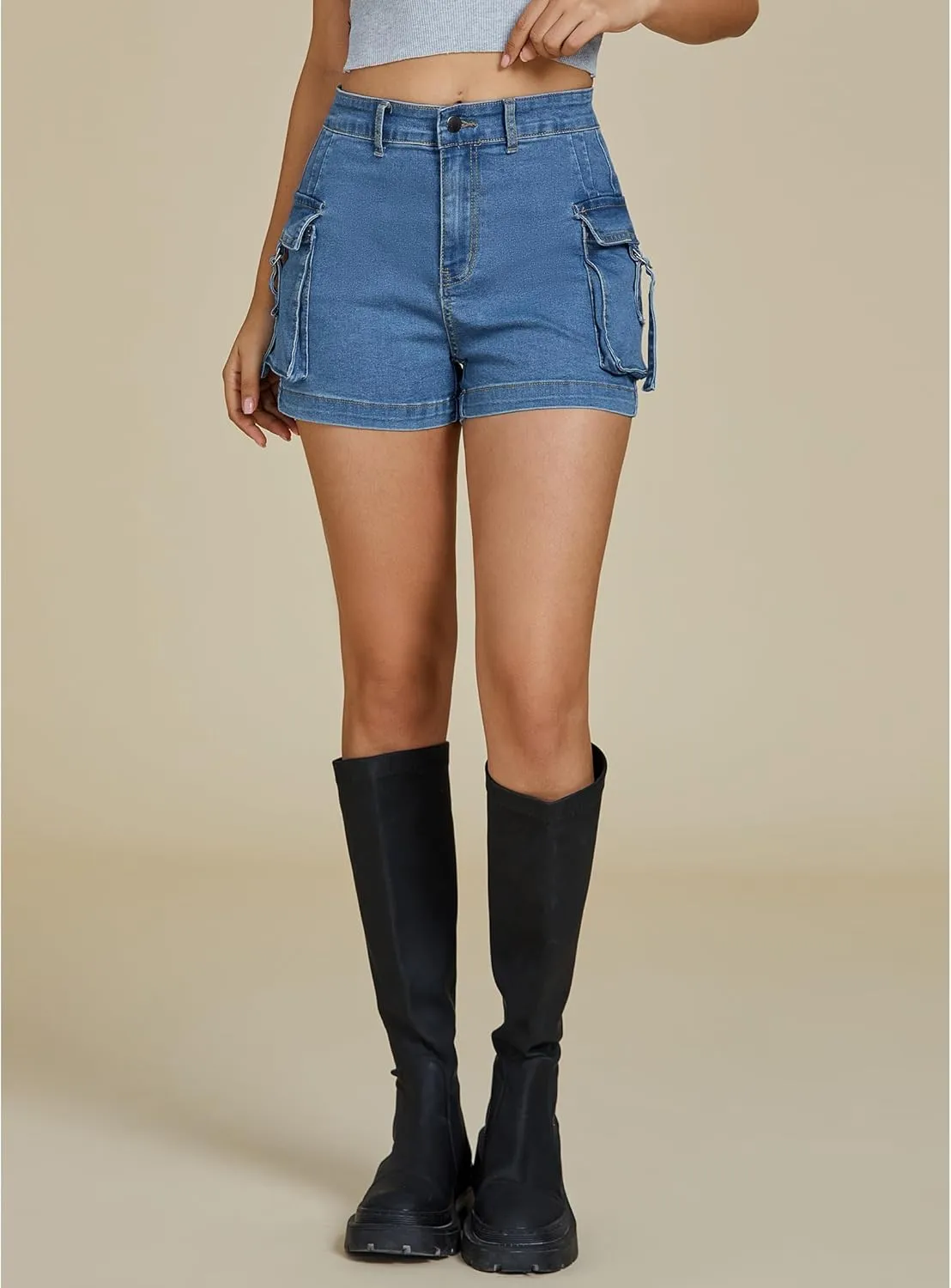 luvamia Cargo Shorts for Women Trendy High Wasited Casual Summer Stretchy Utility Cut Off Shorts with Pockets