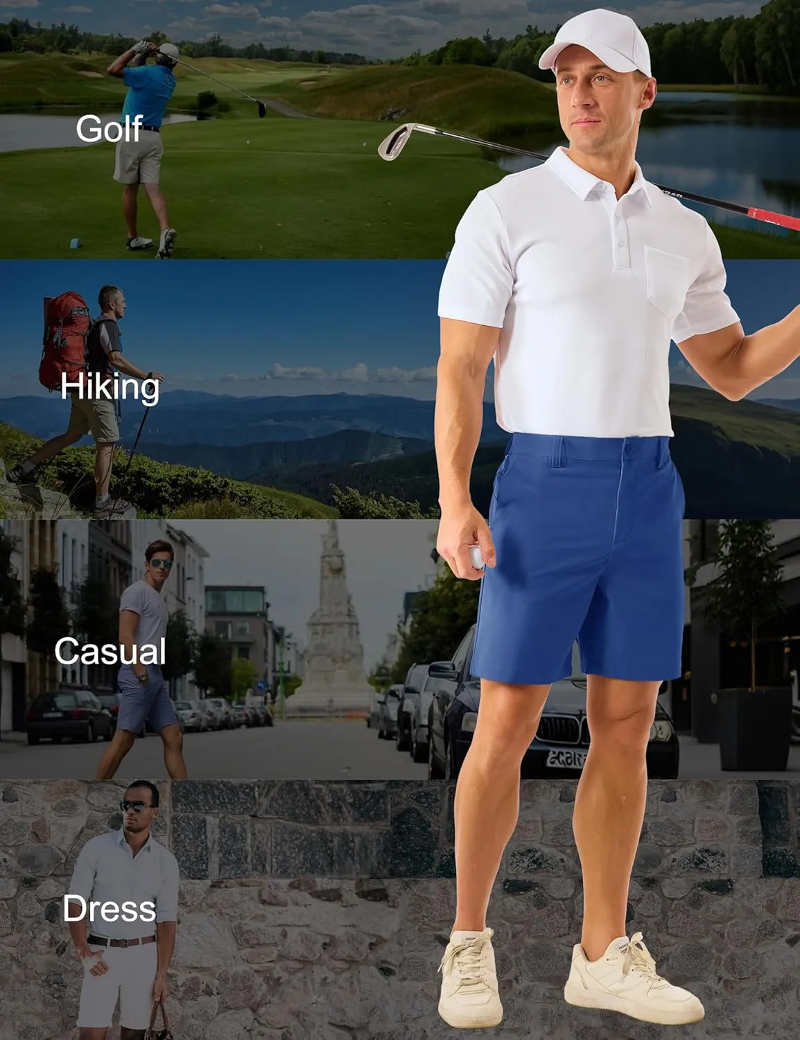 MAGCOMSEN Men's Golf Shorts 7" Quick Dry Lightweight Stretch Casual Shorts with 6 Pockets Dress Work Hiking