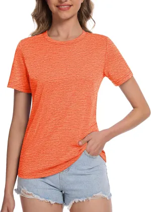MAGCOMSEN Women's Short Sleeve T Shirts UPF 50  Sun Protection Athletic Running Workout Tee Tops