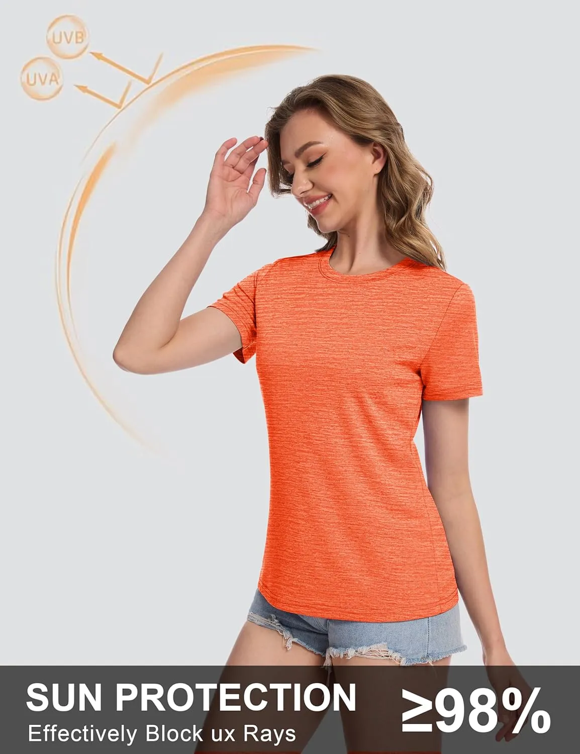 MAGCOMSEN Women's Short Sleeve T Shirts UPF 50  Sun Protection Athletic Running Workout Tee Tops