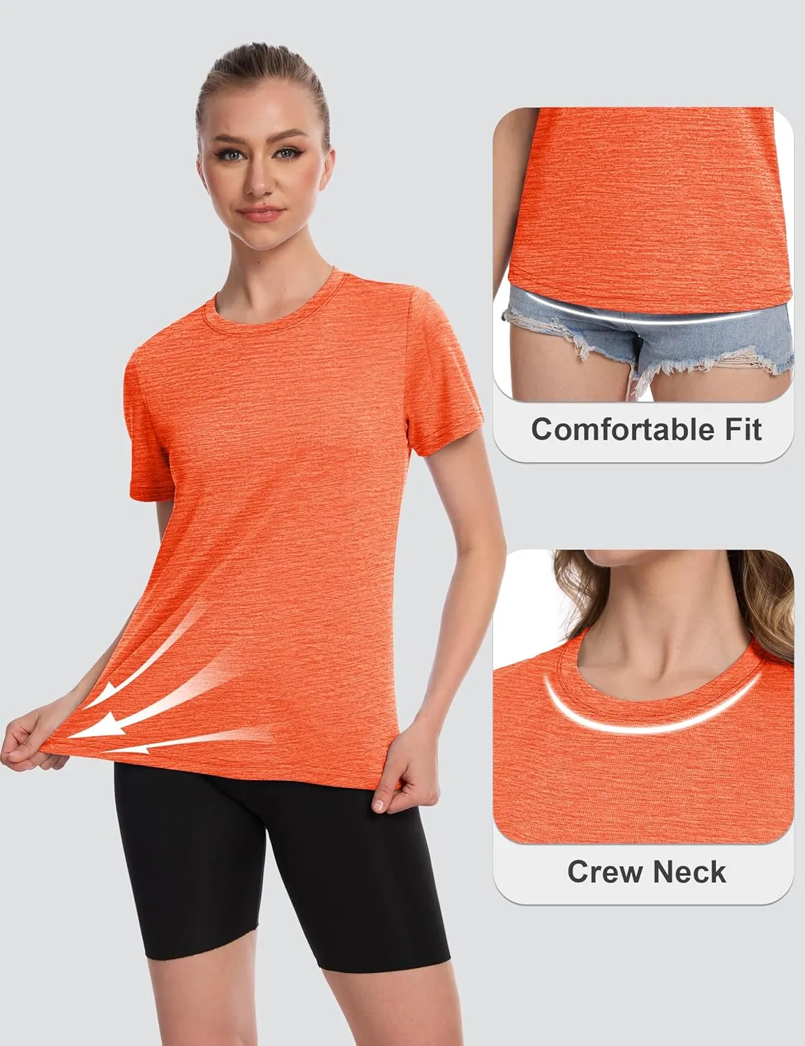 MAGCOMSEN Women's Short Sleeve T Shirts UPF 50  Sun Protection Athletic Running Workout Tee Tops