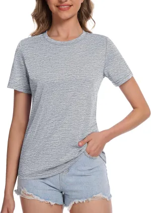 MAGCOMSEN Women's Short Sleeve T Shirts UPF 50  Sun Protection Athletic Running Workout Tee Tops