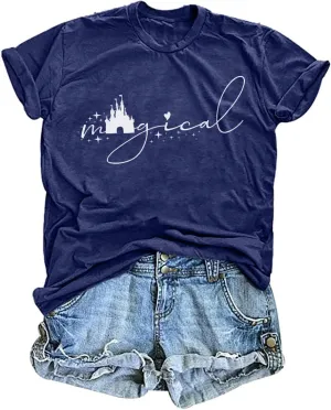 Magical Shirt for Women Magic Kingdom Tshirt Family Vacation Tee Castle Graphic Short Sleeve Tops