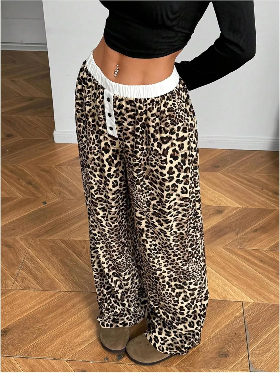 MakeMeChic Women's Y2K Striped Pants Low Rise Elastic Waist Loose Wide Leg Lounge Pant