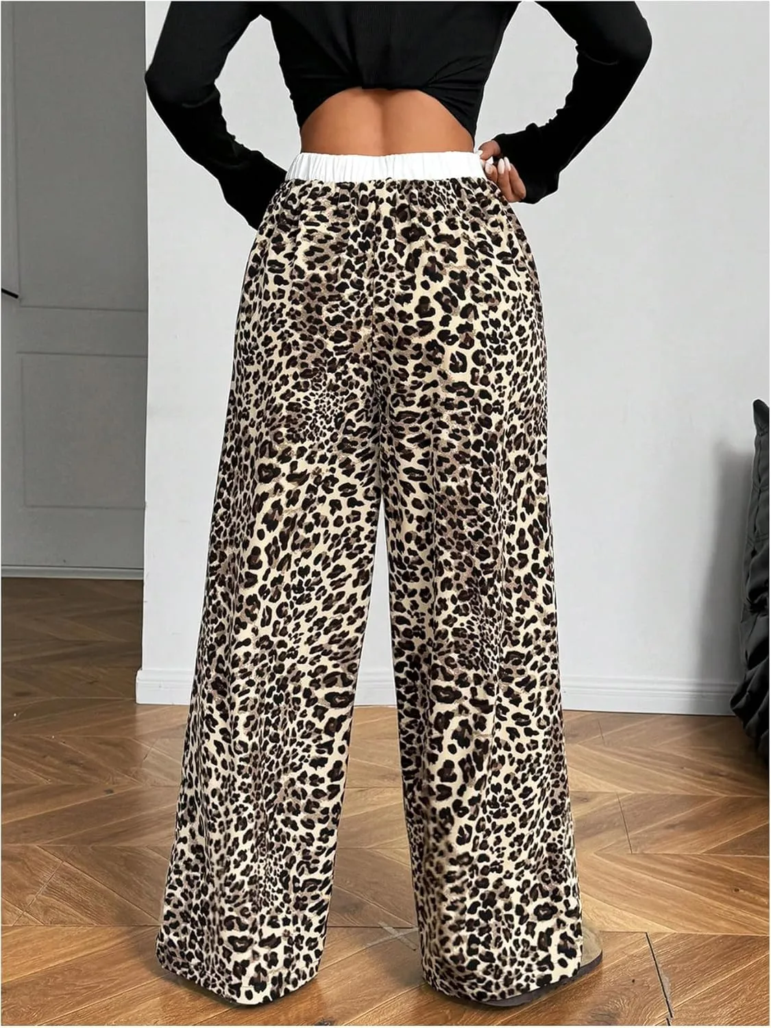 MakeMeChic Women's Y2K Striped Pants Low Rise Elastic Waist Loose Wide Leg Lounge Pant
