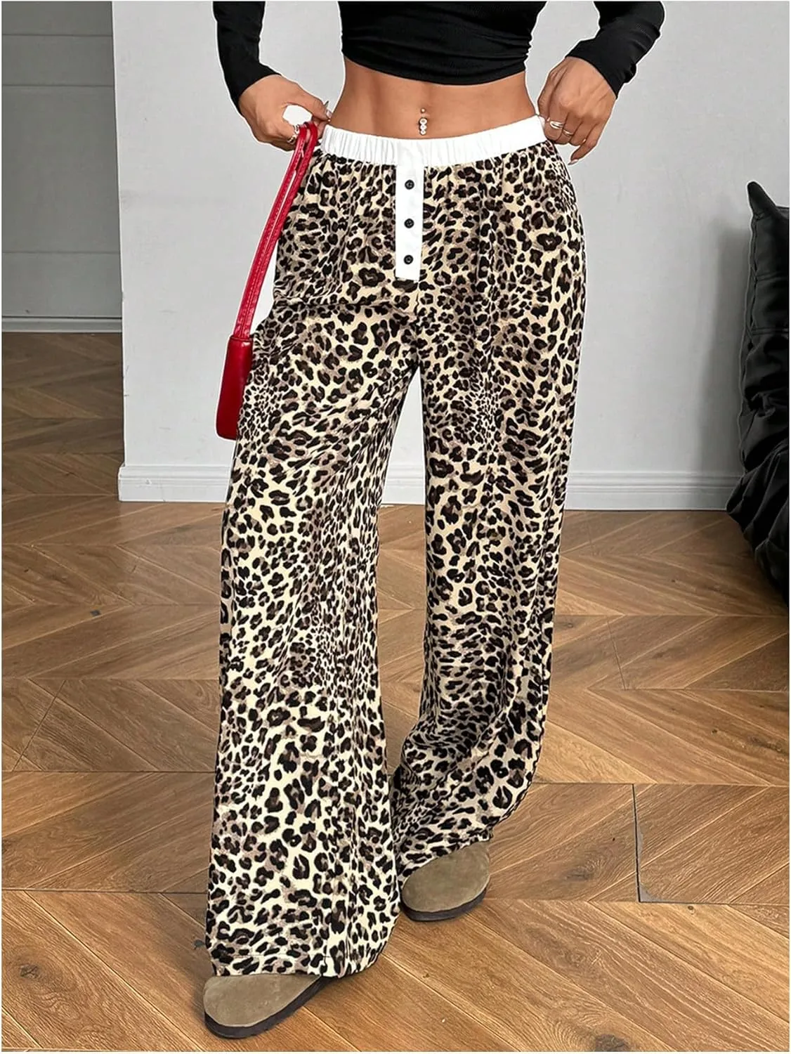 MakeMeChic Women's Y2K Striped Pants Low Rise Elastic Waist Loose Wide Leg Lounge Pant