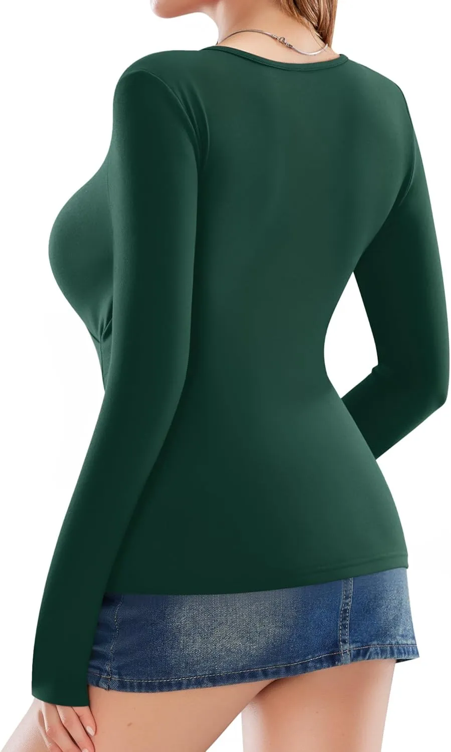 MANGOPOP Women's Cross Wrap Ruched Plunge Sexy Deep V Neck Slim Fit Long Sleeve Fleece Lined T Shirt Tunic Tops Tee