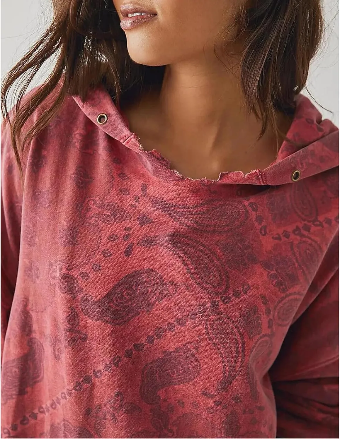 Meiweileya Oversized Graphic Hoodies for Women Y2k Long Sleeve Doop Sweatshirts Top Print Floral Crewneck
