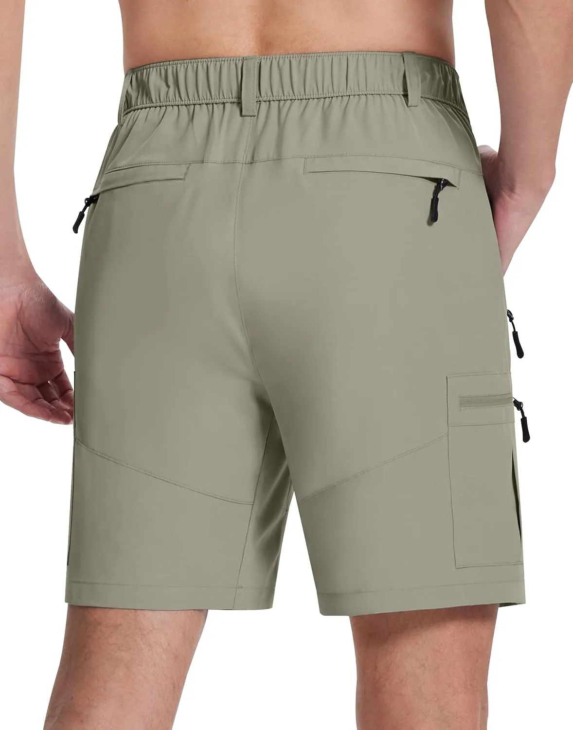 Mens Hiking Cargo Shorts with 6 Zipper Pockets 9" Quick-Dry Lightweight Short for Golf Casual Fishing