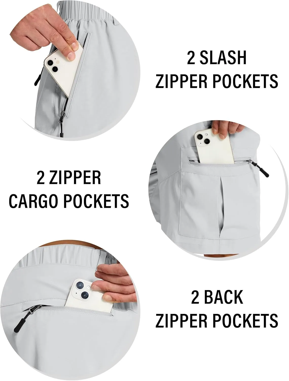Mens Hiking Cargo Shorts with 6 Zipper Pockets 9" Quick-Dry Lightweight Short for Golf Casual Fishing