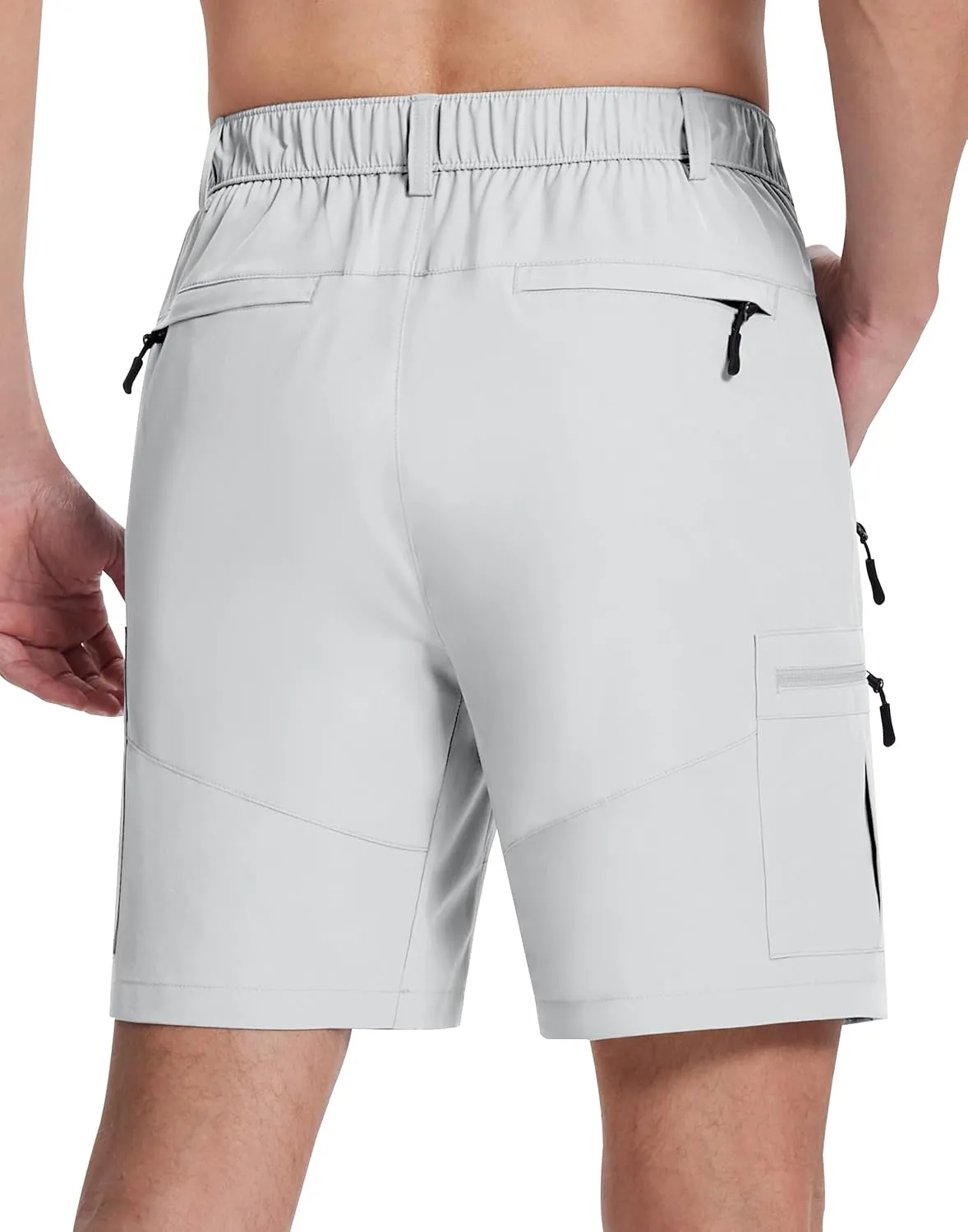 Mens Hiking Cargo Shorts with 6 Zipper Pockets 9" Quick-Dry Lightweight Short for Golf Casual Fishing
