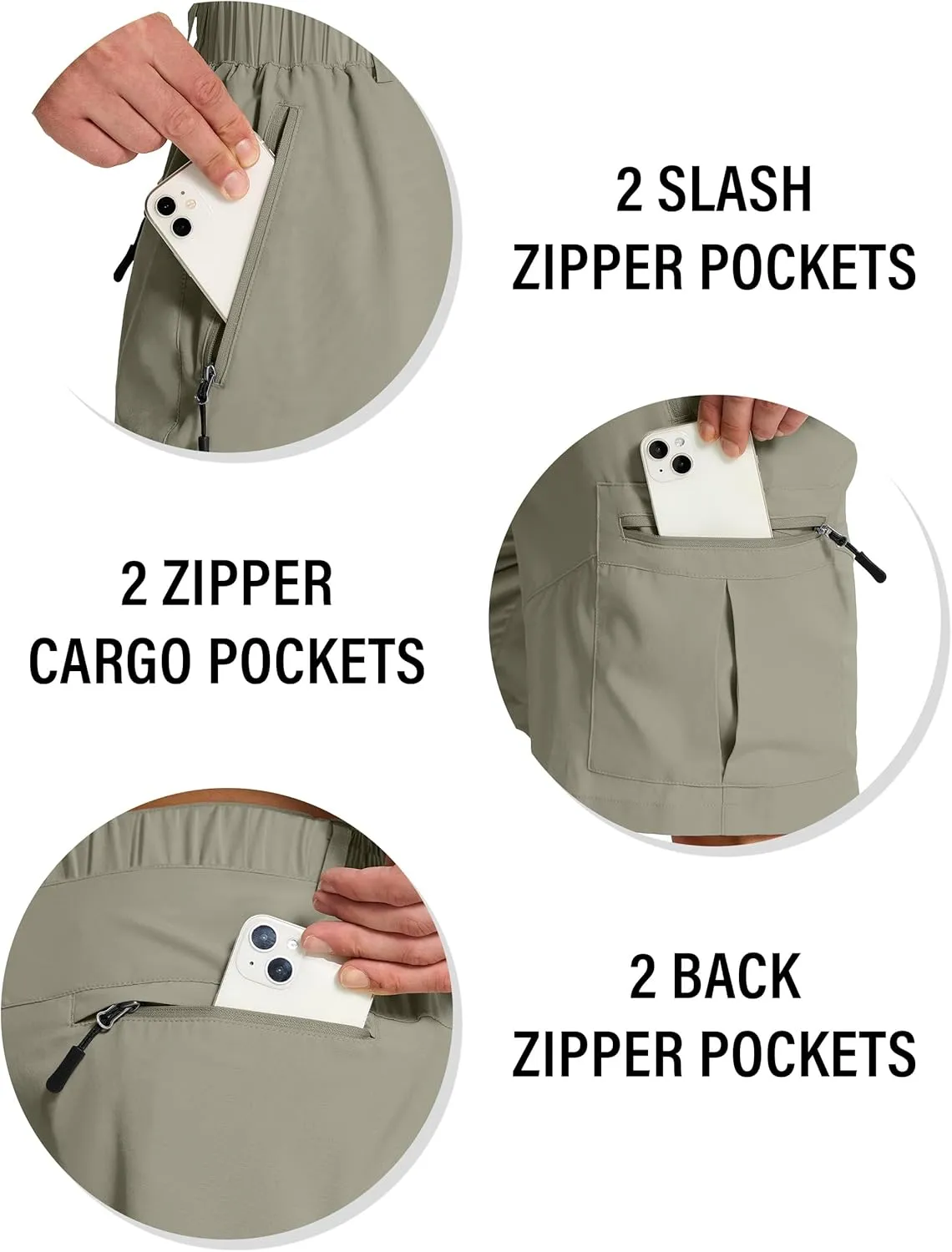 Mens Hiking Cargo Shorts with 6 Zipper Pockets 9" Quick-Dry Lightweight Short for Golf Casual Fishing