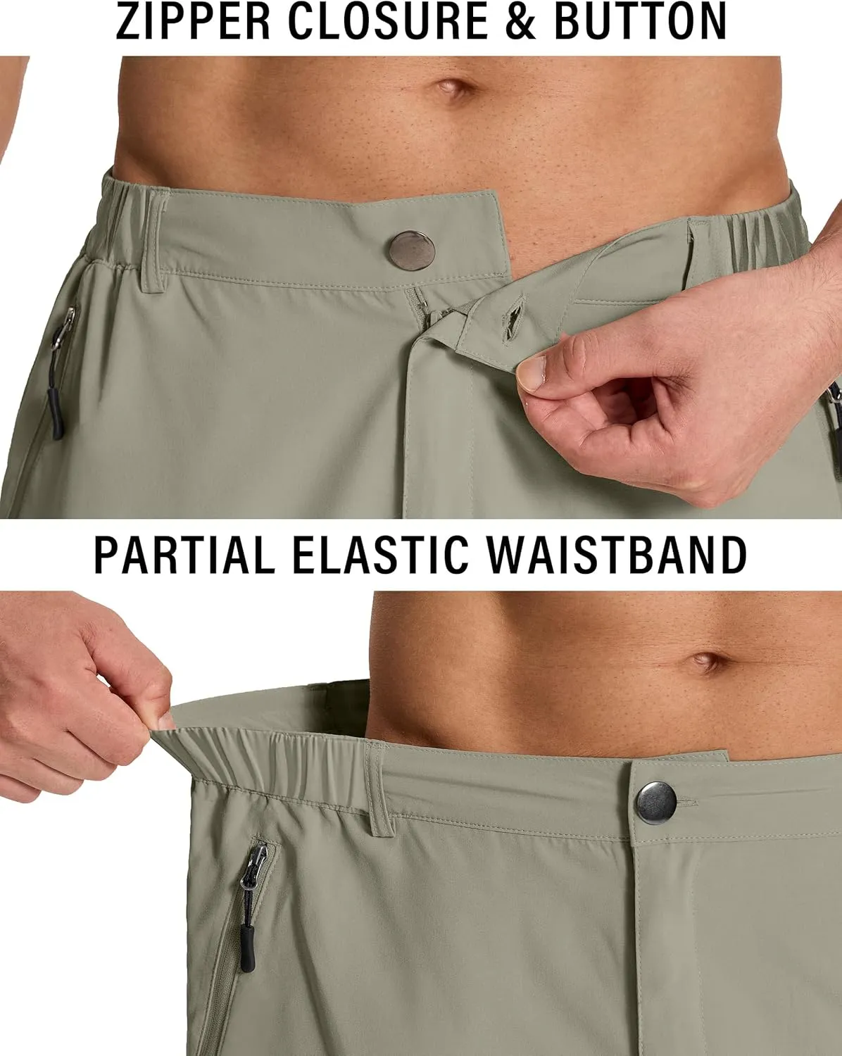 Mens Hiking Cargo Shorts with 6 Zipper Pockets 9" Quick-Dry Lightweight Short for Golf Casual Fishing