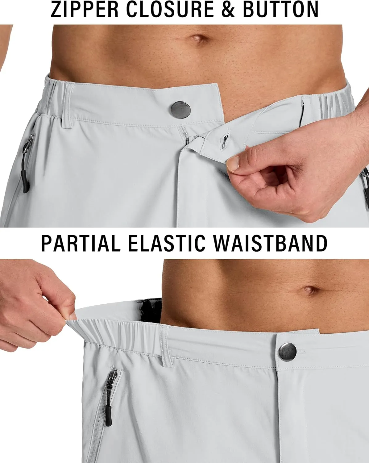 Mens Hiking Cargo Shorts with 6 Zipper Pockets 9" Quick-Dry Lightweight Short for Golf Casual Fishing