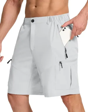 Mens Hiking Cargo Shorts with 6 Zipper Pockets 9" Quick-Dry Lightweight Short for Golf Casual Fishing