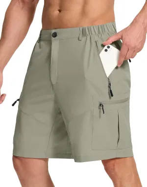 Mens Hiking Cargo Shorts with 6 Zipper Pockets 9" Quick-Dry Lightweight Short for Golf Casual Fishing