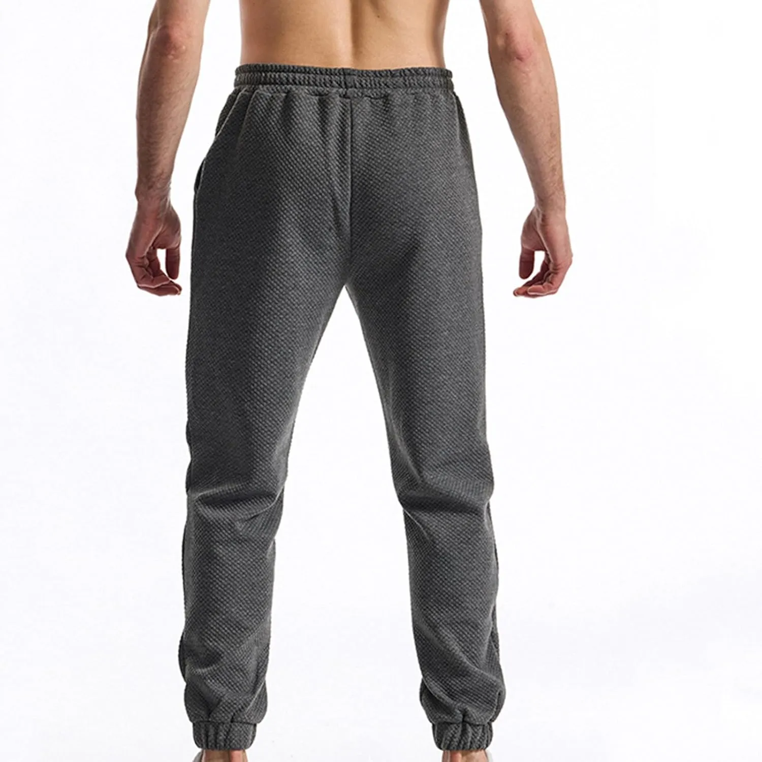 Mens Joggers Stretch Casual Waffle Textured Sweatpants Lightweight Comfy Workout Athletic Work Pants with Pockets