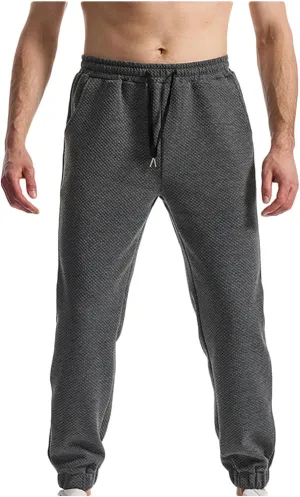 Mens Joggers Stretch Casual Waffle Textured Sweatpants Lightweight Comfy Workout Athletic Work Pants with Pockets
