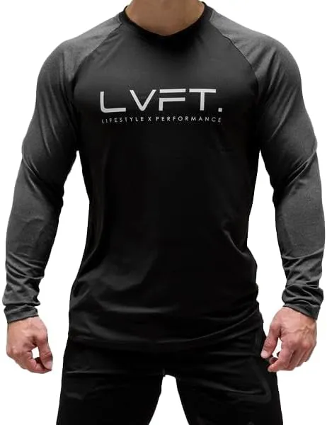 Men's Long Sleeve Performance Raglan Tee for Gym, Bodybuilding, Running, and Workout Training - Athletic Shirt