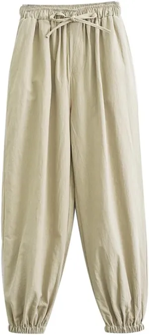 Men's Martial Arts Pants Chinese Kung Fu Harem Pants Loose Yoga Trousers Cotton Tai Chi Pants,Tang Suit Pants