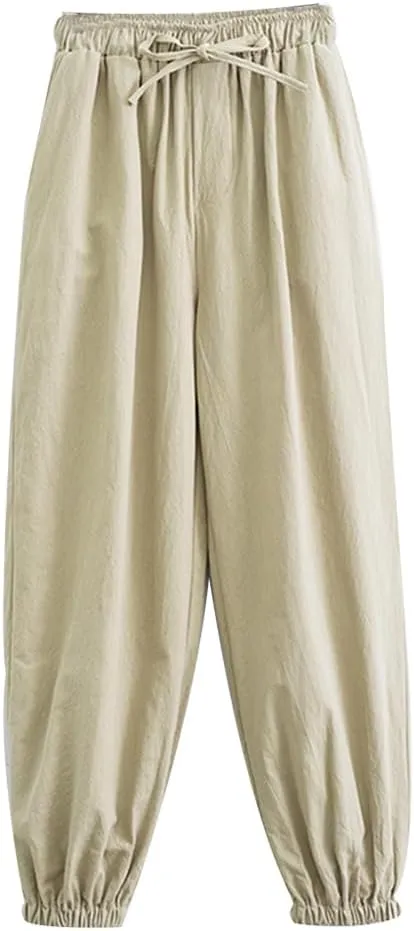 Men's Martial Arts Pants Chinese Kung Fu Harem Pants Loose Yoga Trousers Cotton Tai Chi Pants,Tang Suit Pants