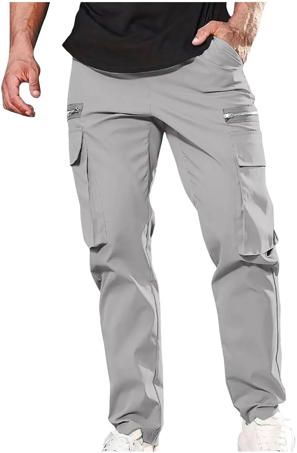Mens Slim Fit Hiking Cargo Pants Tactical Pants Multiple Pockets Outdoor Straight Leg Trousers Casual Sweatpants