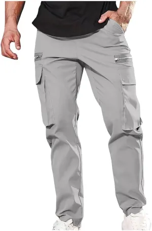 Mens Slim Fit Hiking Cargo Pants Tactical Pants Multiple Pockets Outdoor Straight Leg Trousers Casual Sweatpants