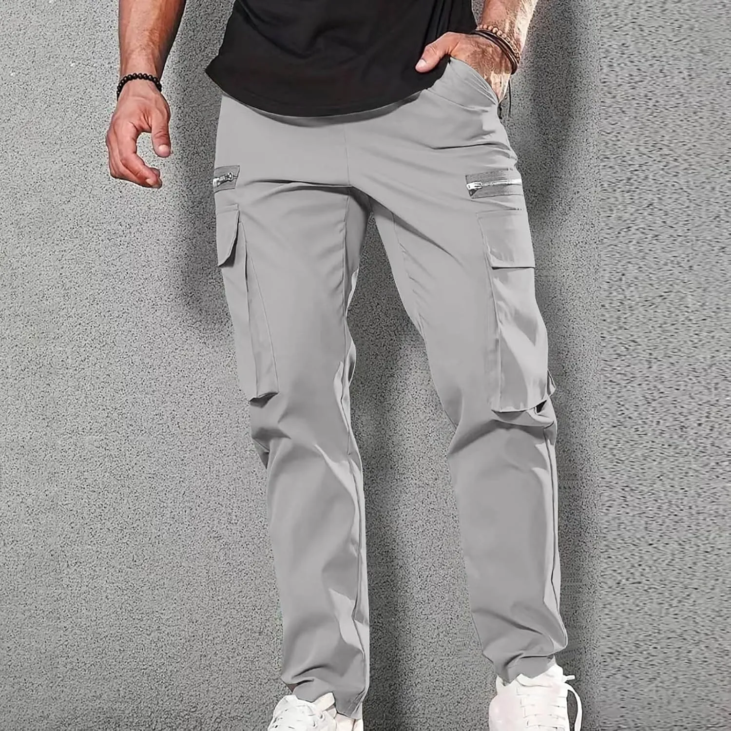 Mens Slim Fit Hiking Cargo Pants Tactical Pants Multiple Pockets Outdoor Straight Leg Trousers Casual Sweatpants