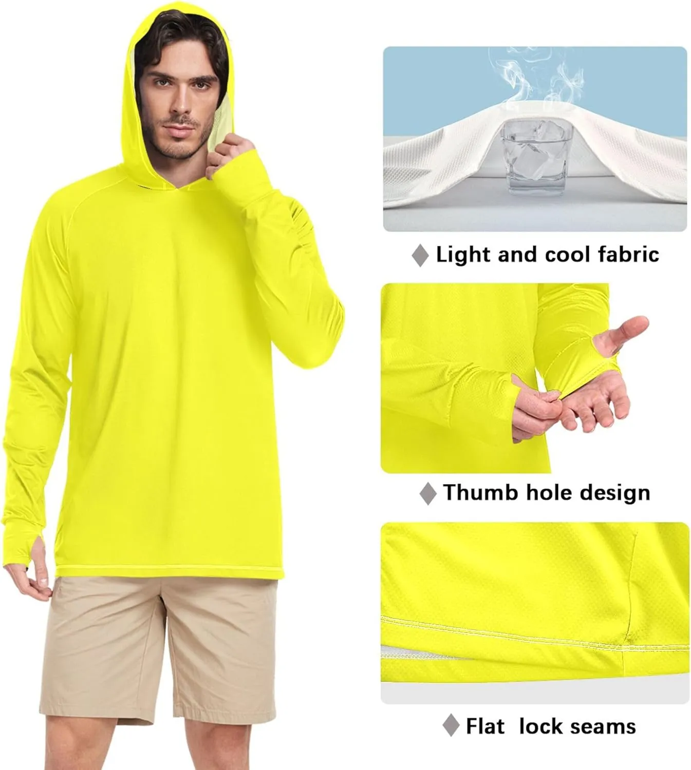 Men's Sun Protection Hoodie Long Sleeve UPF 50   Mens Sun Shirts Quick Dry Rashguard for Men Adult Rash Guards