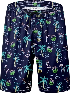 Mens Swim Trunks Quick Dry Board Shorts with Mesh Lining, Breathable Surf Beach Shorts Swimwear Bathing Suits