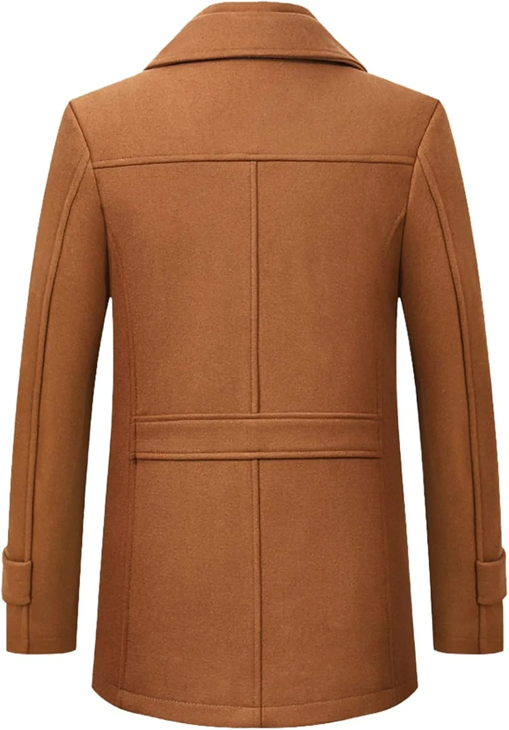Mens Trench Coat Notched Lapel Collar Single Breasted Mid Long Length Pea Coat Casual Business Work Classic Overcoat
