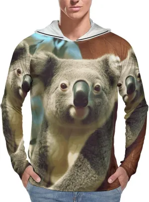 Men's UPF 50  Sun Protection Hoodie Outdoor UV Shirts Bear Koala Long Sleeve Quick Dry Fishing Hiking Shirt