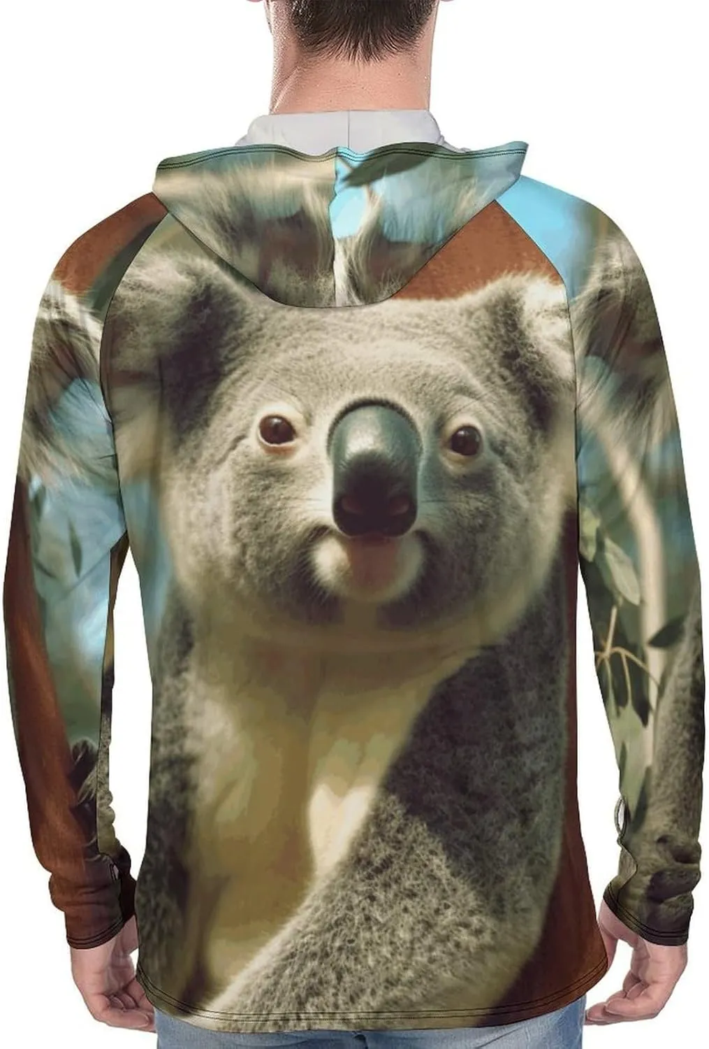 Men's UPF 50  Sun Protection Hoodie Outdoor UV Shirts Bear Koala Long Sleeve Quick Dry Fishing Hiking Shirt