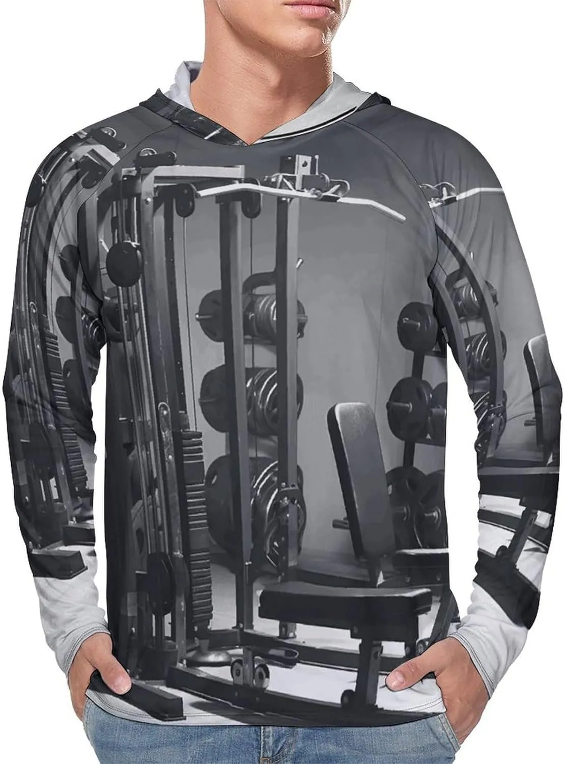 Men's UPF 50  Sun Protection Hoodie Outdoor UV Shirts Gym Equipment Long Sleeve Quick Dry Fishing Hiking Shirt