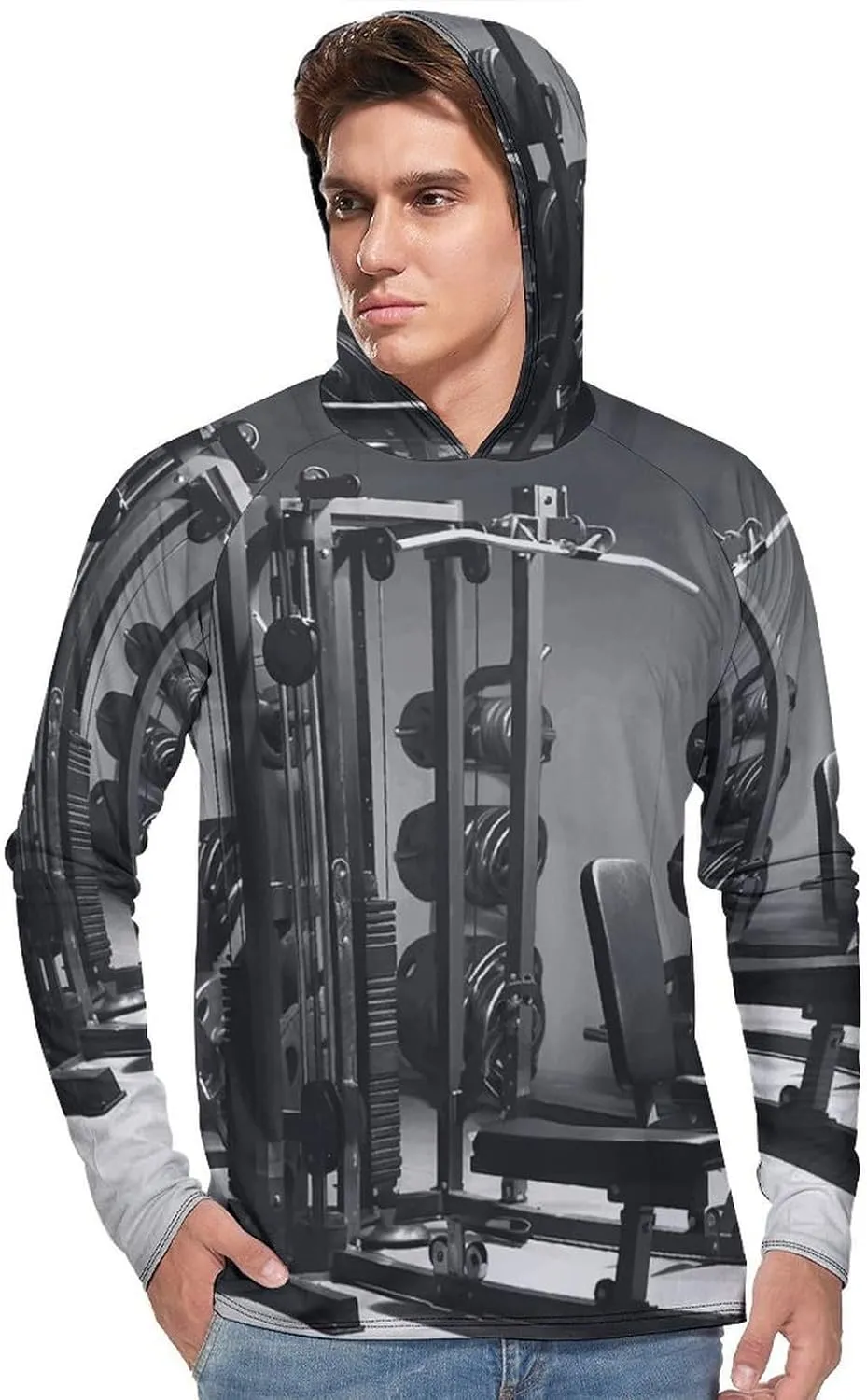 Men's UPF 50  Sun Protection Hoodie Outdoor UV Shirts Gym Equipment Long Sleeve Quick Dry Fishing Hiking Shirt