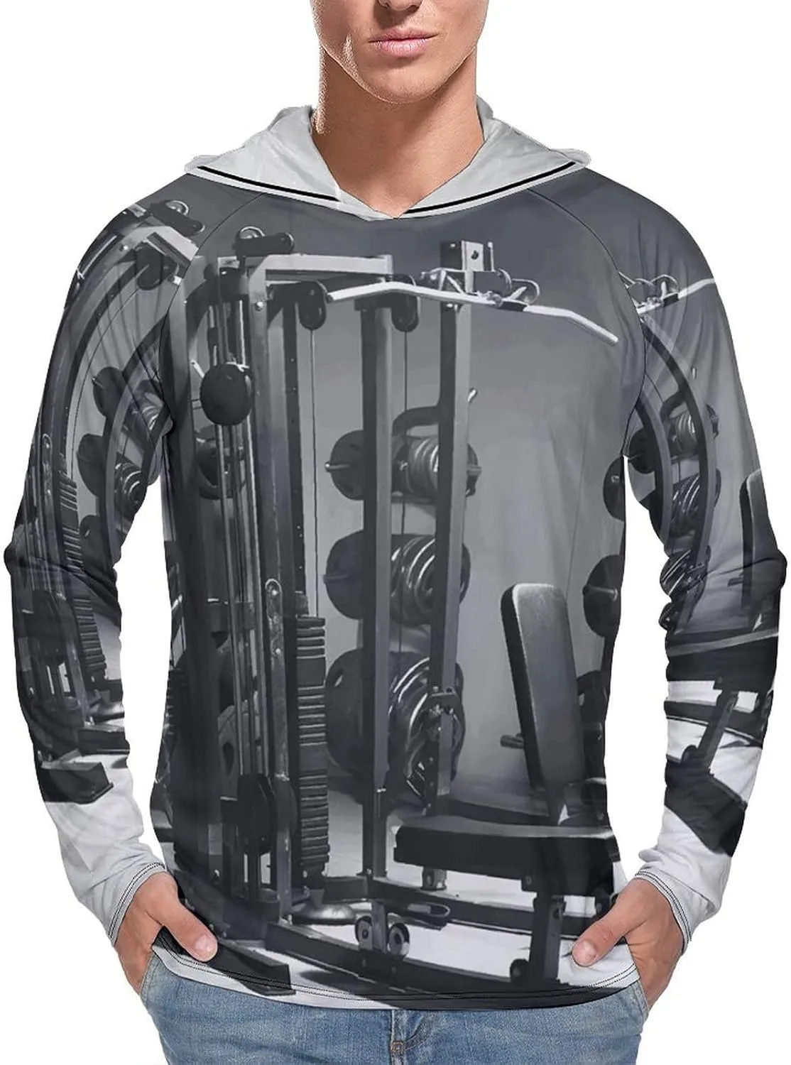 Men's UPF 50  Sun Protection Hoodie Outdoor UV Shirts Gym Equipment Long Sleeve Quick Dry Fishing Hiking Shirt