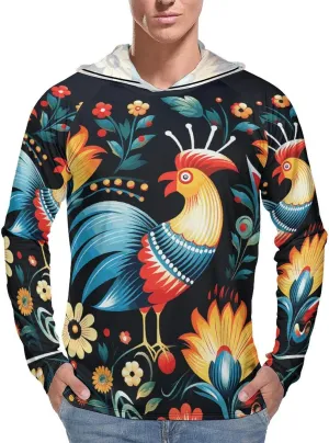 Men's UPF 50  Sun Protection Hoodie Outdoor UV Shirts Polish Folk Art Pattern Long Sleeve Quick Dry Fishing Hiking Shirt