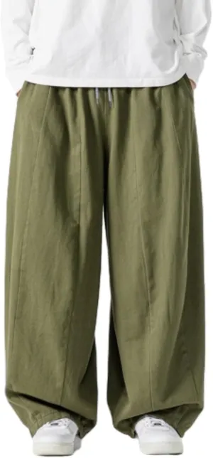 Mens Wide Leg Palazzo Pants Casual Lounge Oversized Jogging Harem Pants Drawstring Loose Beach Trousers with Pockets